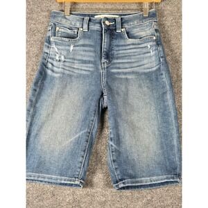 Denver Hayes Women Blue Denim Hi‎ Rise Bermuda Shorts Distressed Size 6